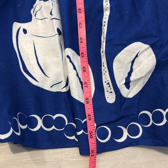 Farm Rio NWT Mixed Ondina Blue Midi Cut out/ ruched sided Dress buttoned down - Picture 12 of 12